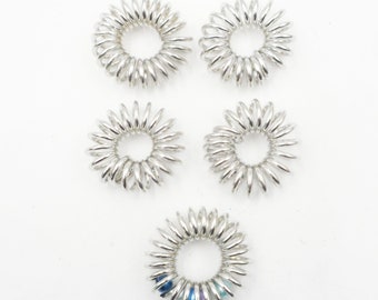 5 Antique Silver Spring Bead Cages - 24-29