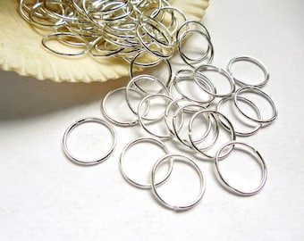 50 Silver Plated Open Jump Rings -12mm - 7-7