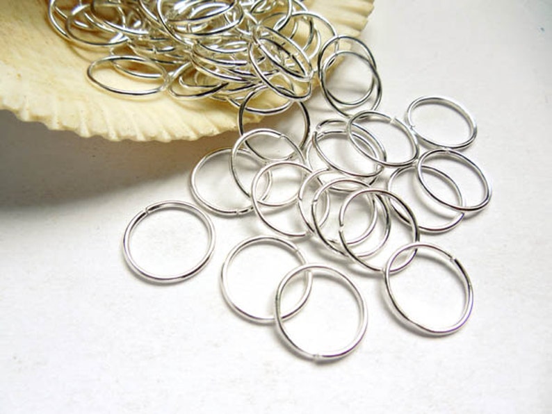 50 Silver Plated Open Jump Rings 12mm 7-7 image 1