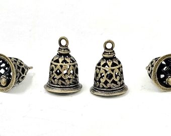 4 Antique Bronze Bell Charms - 27-16-2
