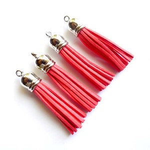 4 Salmon Pink Tassel Charm/Pendants -22-36-2