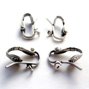 Oxidized Silver Plated Earring Clips - 2 pairs - 13-2