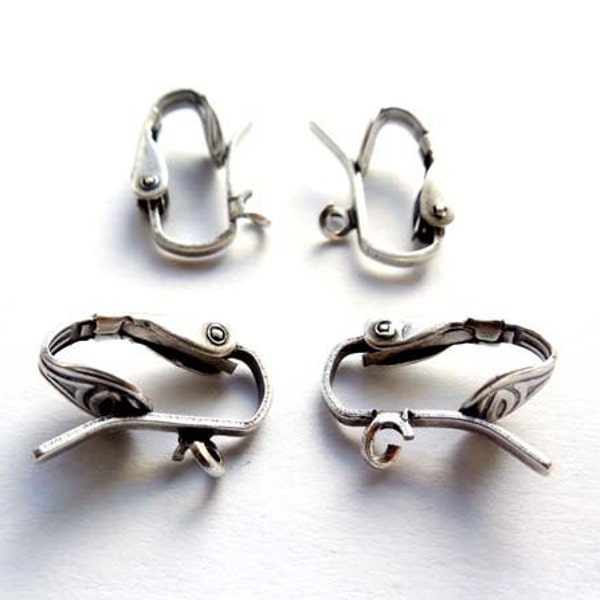 Oxidized Silver Plated Earring Clips - 2 pairs - 13-2