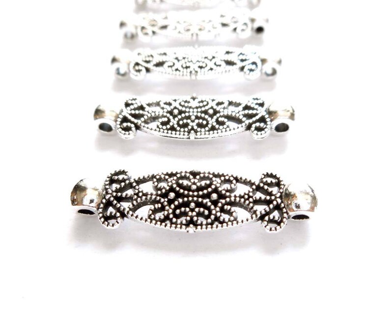 6 Antique Silver Filigree Connectors 1-47 - Etsy