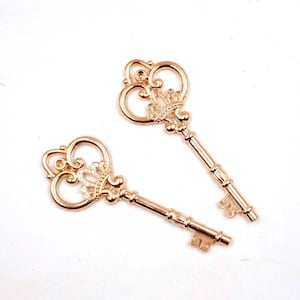 2 Light Rose Gold Plated Key Pendant/Charms - 20-33-3