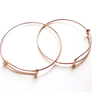 1 Adjustable Rose Gold Plated Stackable Bangle Bracelet 22-32-7
