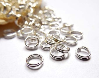 50 Or 100 Silver Plated Double Loop Split Jump Rings 4mm - 7-10-A