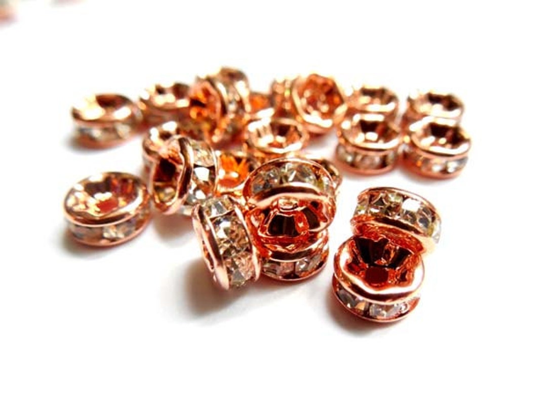 20pc 7x2mm Bumpy Rondelle Spacer Beads, Rose Gold