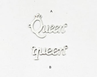 2 Stainless Steel Queen Word Connector/Charms - 20-1