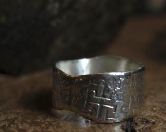 Bague en argent sterling faite main, inspirée des reliques du temple, taille US 12,5