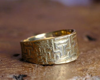 Bague géométrique en or jaune 9 carats, taille US 10,5