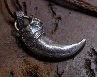 Pendentif griffe d'ours en argent sterling avec collier de style tissé à la main réglable