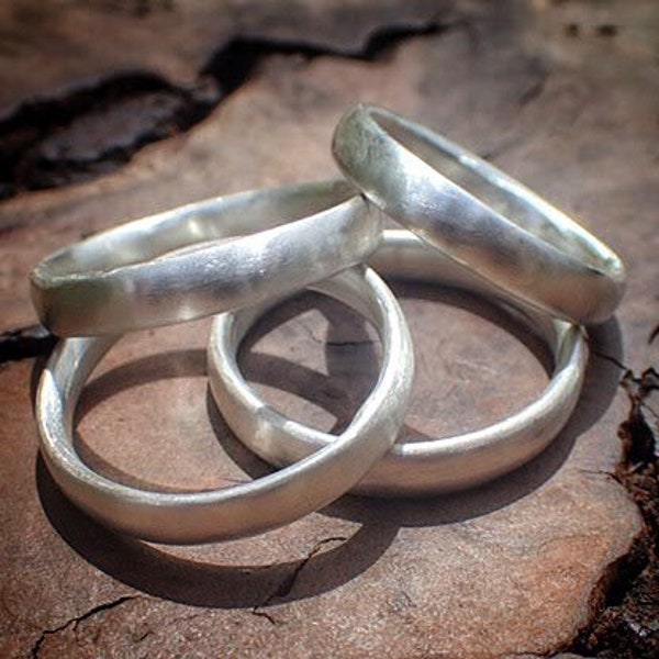 Brushed Silver Ring Etsy