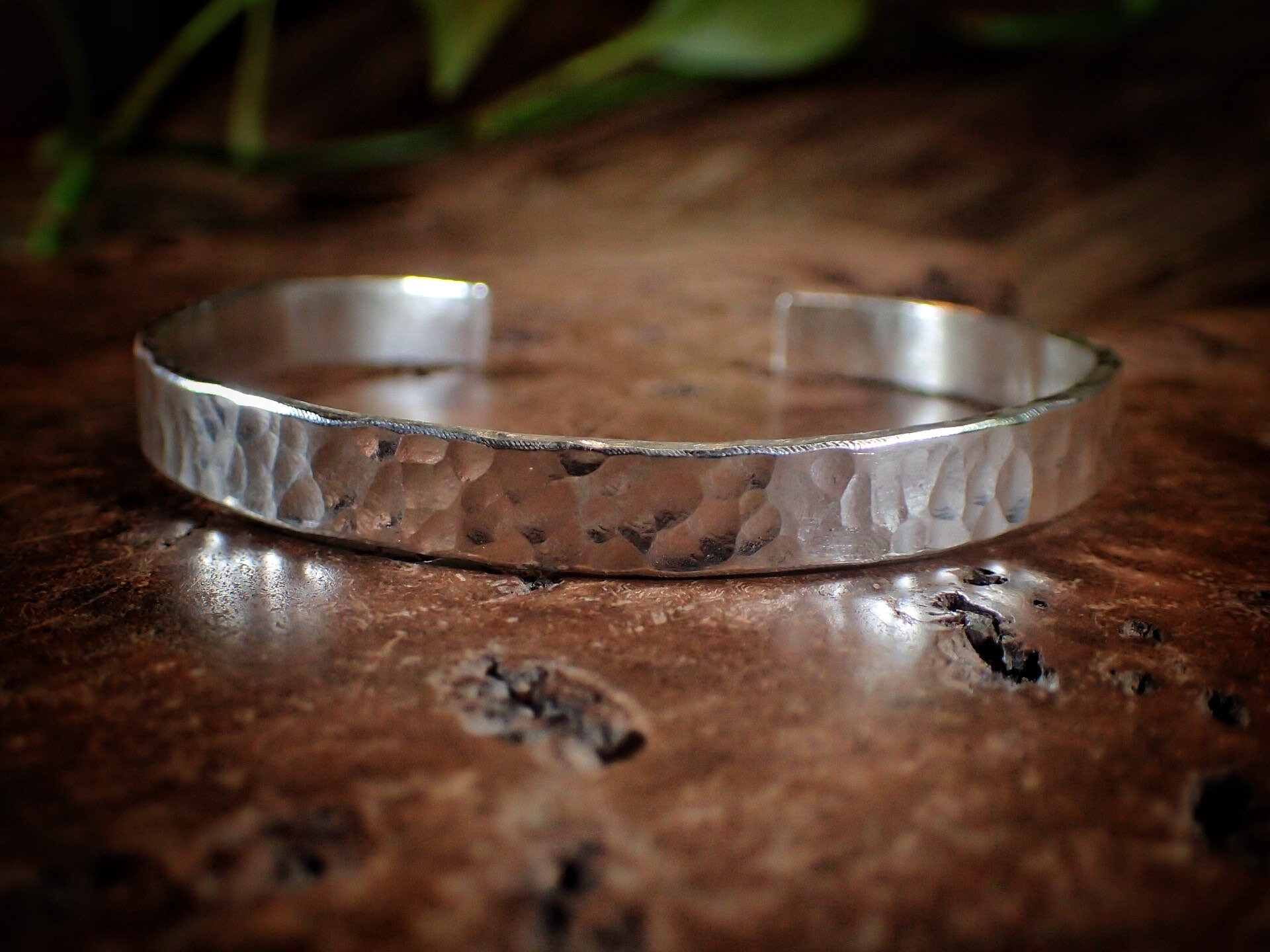 Wide Hammered Sterling Silver Cuff Bracelet – Maker + Muse