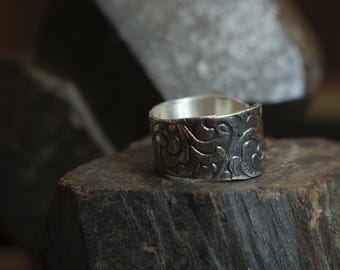 Bague robuste en argent sterling faite main d'inspiration pirate, taille US 11