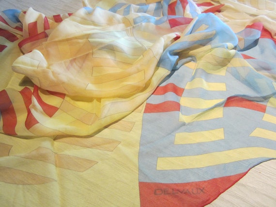 Big DELVAUX Silk scarf with stripes in silk mousse