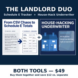 Landlord Spreadsheet Bundle — Schedule E Expense Tracker + House Hacking Calculator, Rental Property Tools Kit