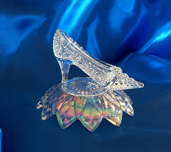 Cinderella Crystal Glass Slipper On Iridescent Glass Pillow Etsy