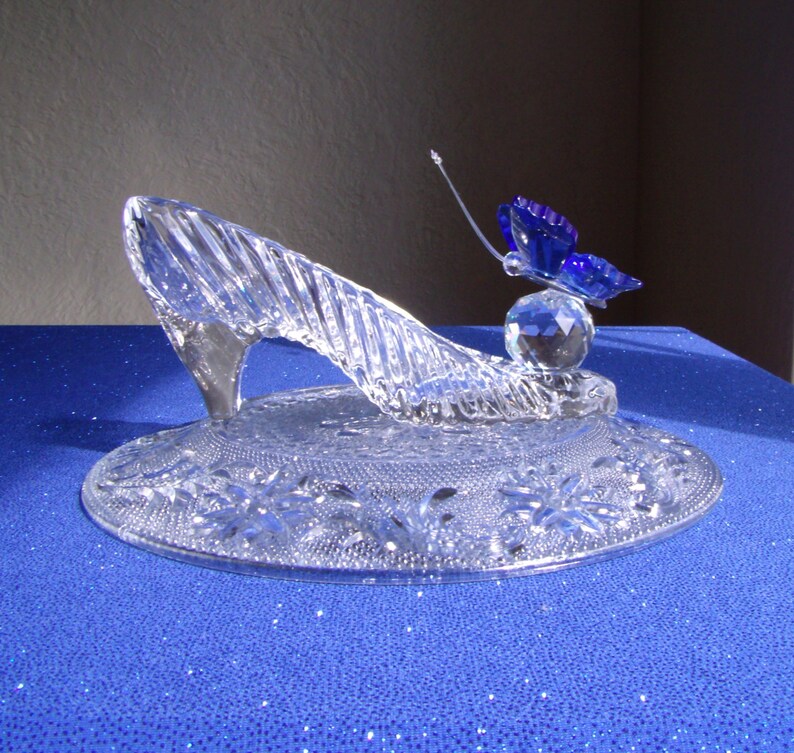 Blue Butterfly Crystal Cinderella Glass Slipper with Glass Etsy