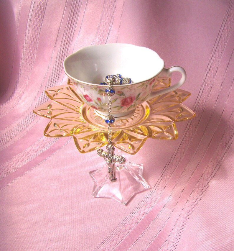 Rosary Glass Display Holder Crystal Ring Dish Jewelry Stand Etsy