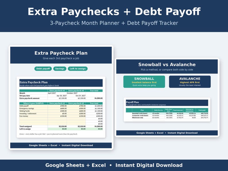 Budget Spreadsheet Bundle | 6 Biweekly Paycheck Planners | Debt Payoff, Sinking Funds, Christmas Budget and 2027 | Google Sheets & Excel image 4