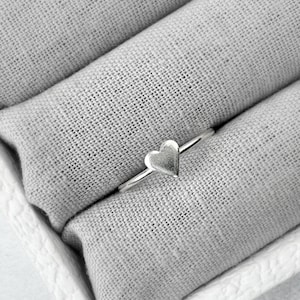 Sterling Silver Mini Heart Stacking Ring | Dainty Heart Band | Minimalist Jewelry Gift | Handmade Gift for Her | Optional Initial