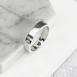 Sterling Silver Secret Message Necklace | Hand Stamped Personalised Necklace | Circle Necklace |  Initials Necklace | Name Pendant