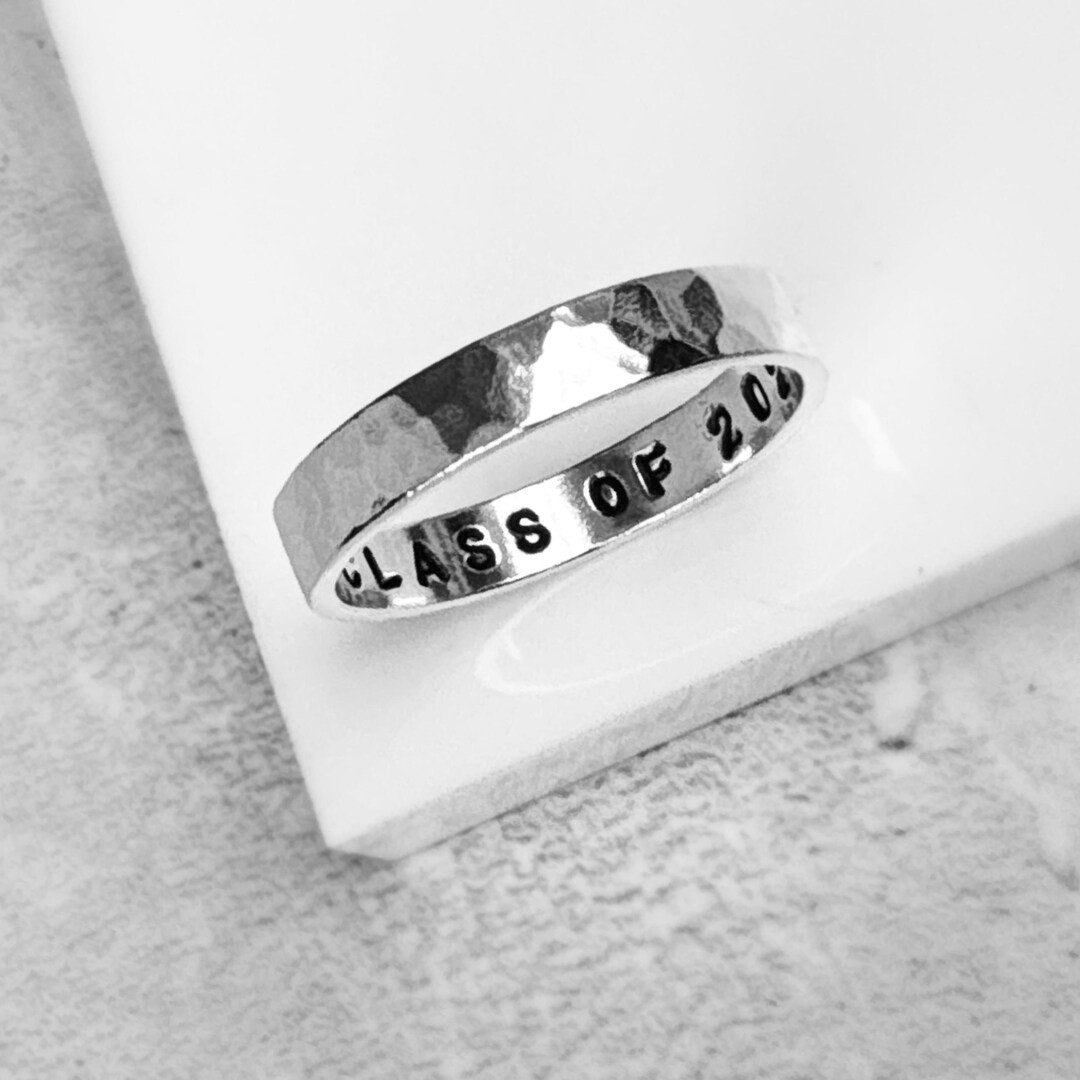 Personalised Graduation Ring Sterling Silver | Handmade Class of 2026 ...