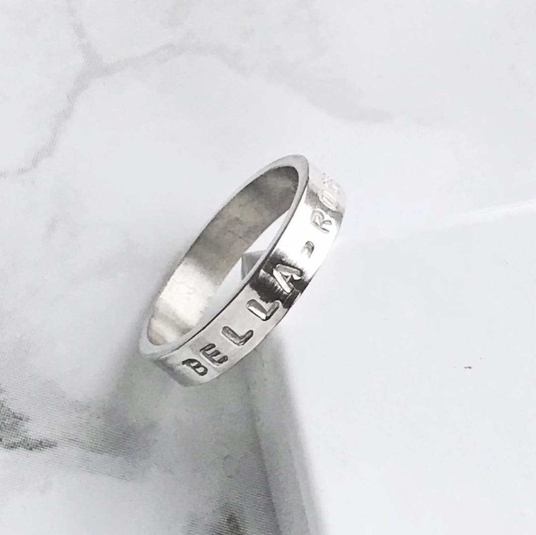 Sterling Silver Personalised Ring Hand Stamped Silver - Etsy