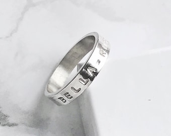 Sterling Silver Personalised Ring | Hand Stamped Silver Message Ring | Custom Ring | Initials Names Quotes | Personalised Jewellery | 4mm