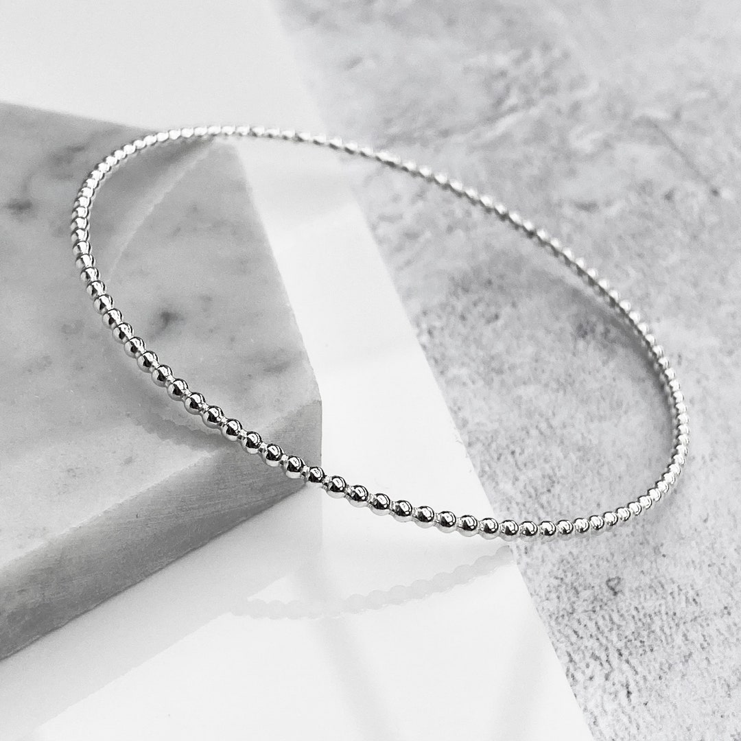 Classic Sterling 2mm Bead Bangle main image 1