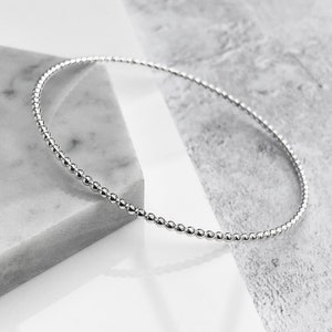 Sterling Silver Bangle | Silver Beaded Bangle | Sterling Silver Stacking Bangle | Gifts For Her | Silver Bangles UK | 2mm