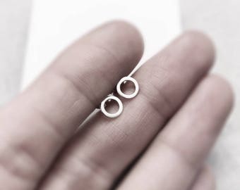 Silver Circle Stud Earrings | Sterling Silver Circle Earrings | Small Silver Stud Earrings | Open Circle Studs | Minimalist