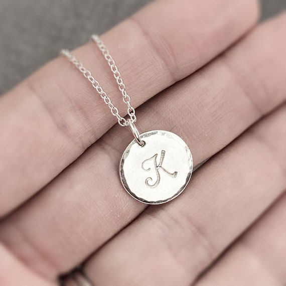 Personalised Sterling Silver Initials Circle necklace- Initial necklace-  personalise disc-children initial- family initials- bridesmaid gift