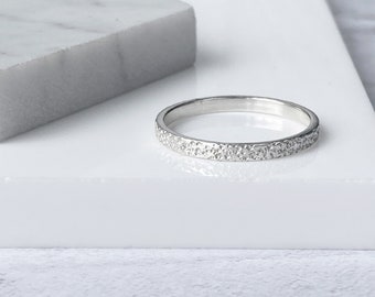 Stardust Sterling Silver Ring | Silver Stacking Rings | Textured Silver Ring | 2mm | Handmade Minimalist Jewellery UK