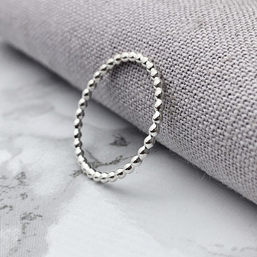 Silver Beaded Rings Sterling Silver Beaded Ring | Silver Stacking Rings | Skinny Silver ...