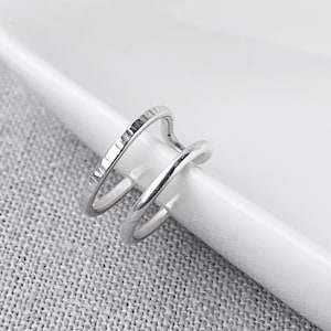 Silver Double Ear Cuff | Minimalist Ear Cuff | Textured Ear Cuff No Piercing | Ear Wrap | Sterling Silver