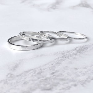 Silver Hammered Stacking Ring | Sterling Silver Ring | Minimalist Ring | Textured Silver Ring
