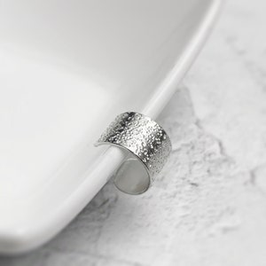 Wide Silver Ear Cuff | Stardust Texture |  Minimalist Ear Cuff | Minimal Jewellery