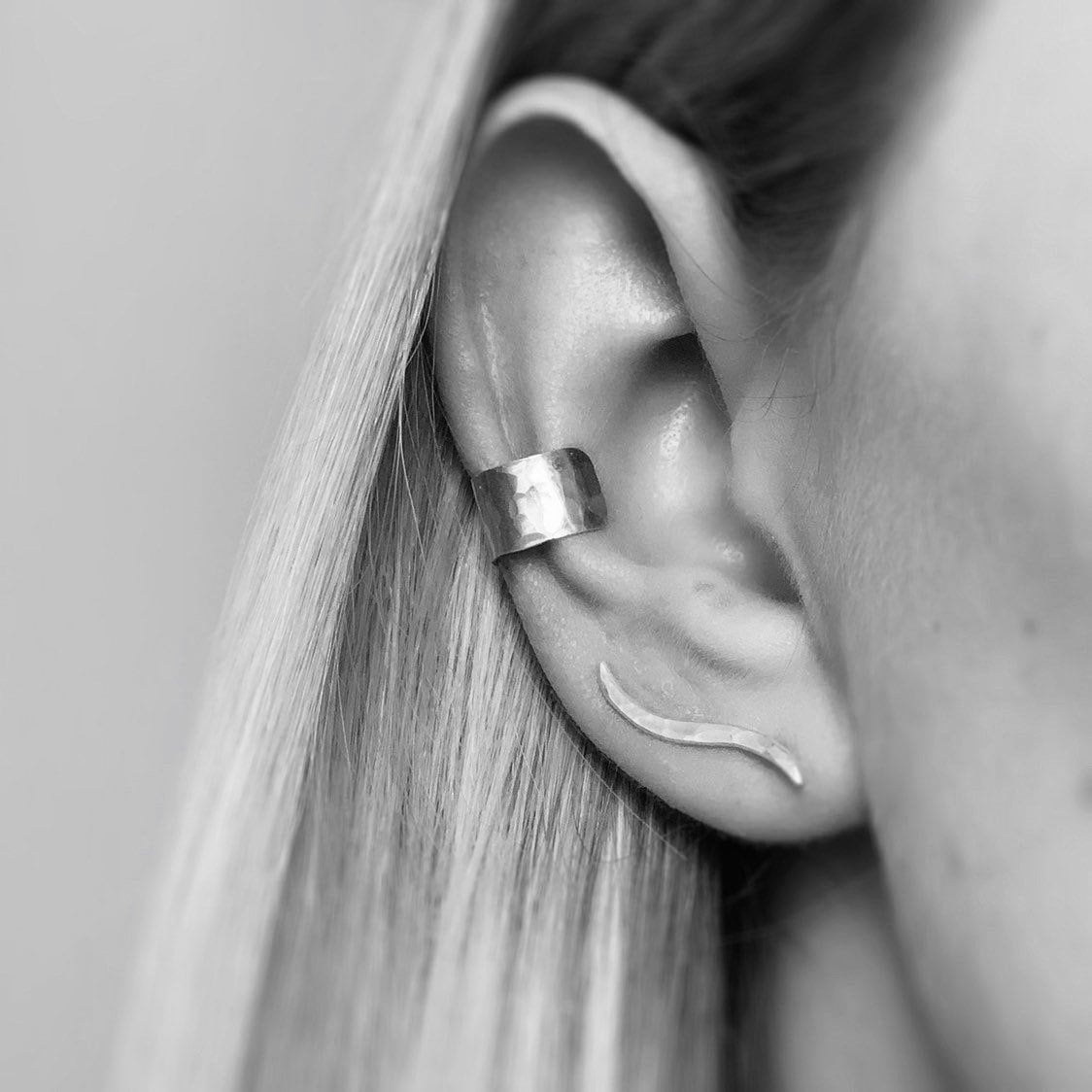 Silver Hammered Ear Cuff Minimalist Ear Cuff Textured Ear Cuff Minimal…