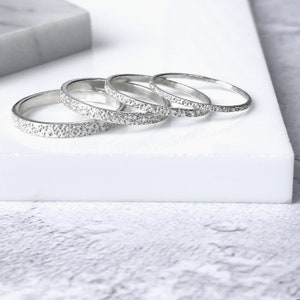 Stapelring 925 Sterling Silber | Stapelring aus 925er Silber | Gold Ring | Strukturierte Silber Ring | Handgefertigte Daumen Ringe für Frauen