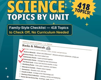 Checkliste für naturwissenschaftlichen Heimunterricht: Mehrjährige Themen nach Einheiten, familienfreundlich, kein fester Lehrplan, Fortschrittsanzeige, druckbare PDF-Datei