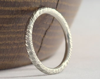 Thick Rough Hammer Texture Stacking Ring