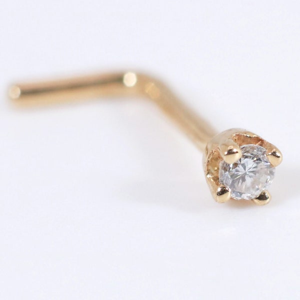 Gemstone Nostril Stud, 2mm, Solid 14k Gold or Silver