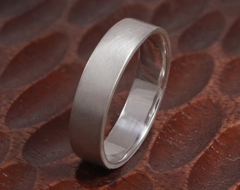 6mm Sterling Silver Matte Finish Outside, Polished Inside Ring Band