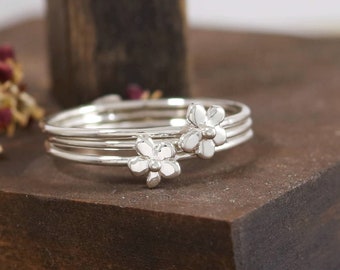 Handmade Sterling Silver Flower Stacking Rings