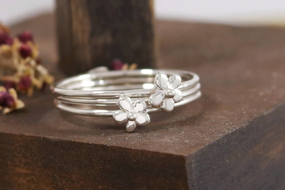 Handmade Sterling Silver Flower Stacking Rings Etsy Canada