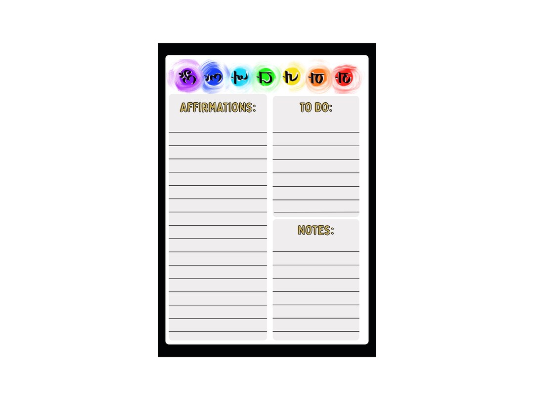 Chakra Affirmation Notepad 6x4 | Spiritual to Do List | Mindfulness ...