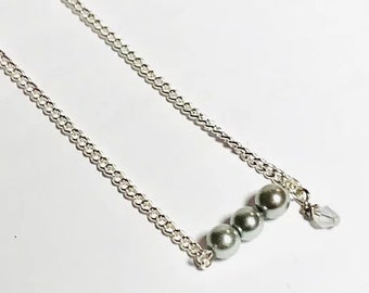 Stainless Steel 3 glass bead dainty, minimalistic necklace; Bridgerton