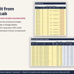 Owner Operator Trucking Spreadsheet Canada | IFTA, Load Calculator, GST/HST | Google Sheets & Excel image 5